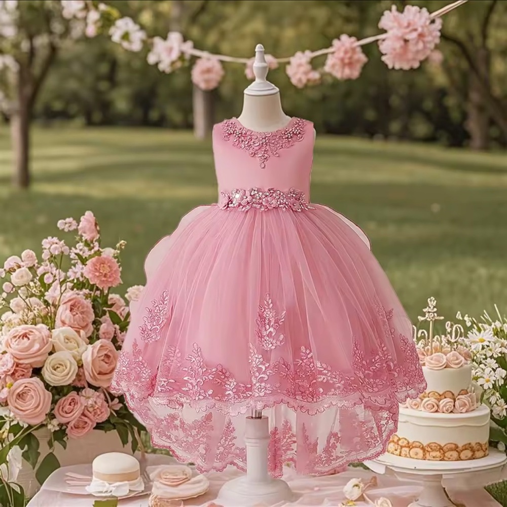 Dress Elegant White Lace Kids Formal